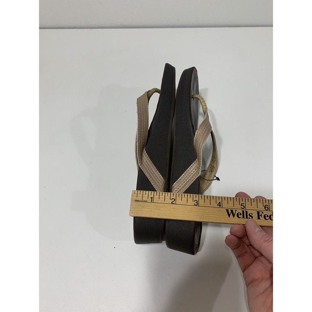 Olukai Women's Aukai Leather Wedge Sandals - Copper/Dark Java Size 10 - Picture 6 of 7